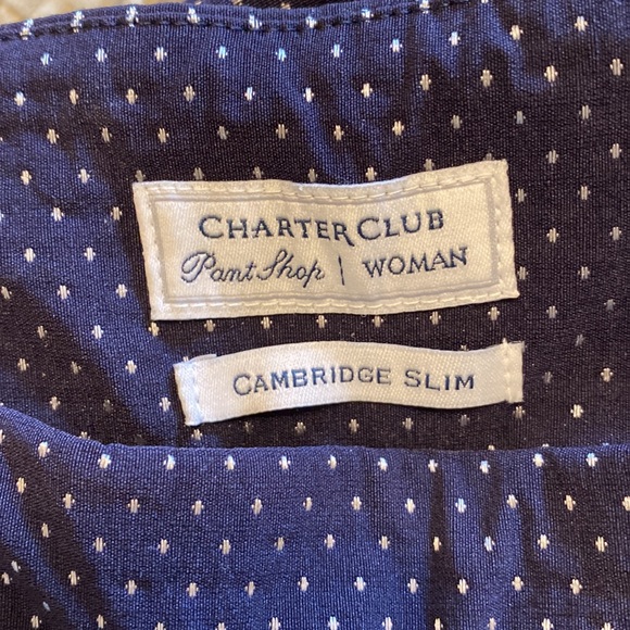 Charter club womens pant, navy with silver dots. - Picture 4 of 5